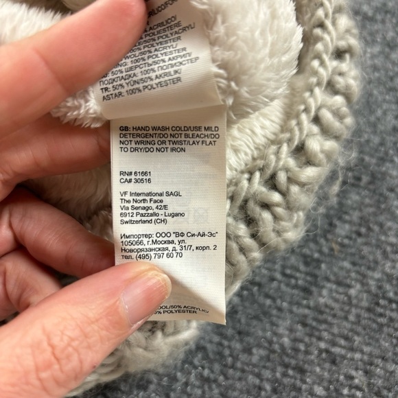 THE NORTH FACE Women’s Grey Knit Beanie Fur Fleece Lined One Size Fits Most - Picture 4 of 7